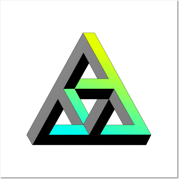 Even more impossible triangle with cyan to yellow gradient Wall Art by TRIME